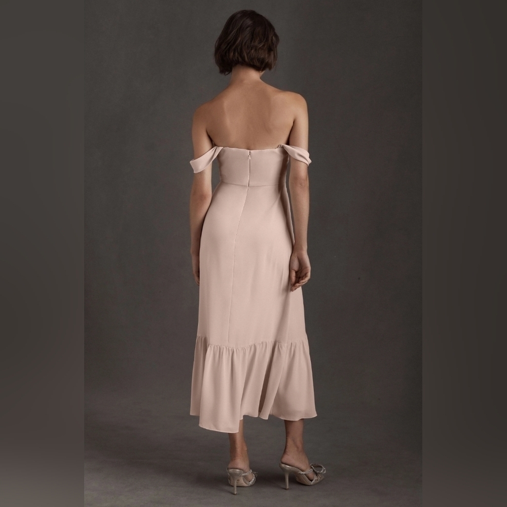 NWT BHLDN Anthropologie MUNROE GEORGETTE DRESS- Blush Pale Pink SIZE 10 - Picture 3 of 11